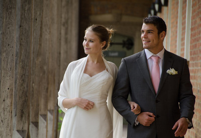 Bride and Groom Arm in Arm